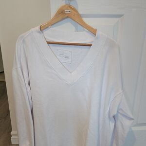Aerie Oversized White V-Neck Sweater